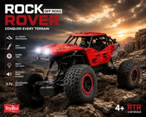 ToyBoi Rock Rover 1:16 Scale Off-Road RC Car with Bluetooth Music, Smoke Effect & Rechargeable Battery