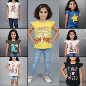 Girls Printed Stretchable T-Shirt