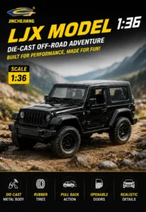 LJX Model 1:36 Scale Die-Cast SUV Toy Car, Pull-Back Action, Openable Doors, Metal Body, Black, Ages 3+