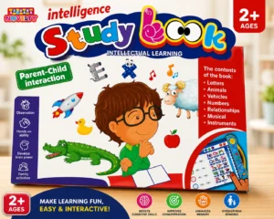 E-Learning Intelligence Study Book for Kids | Phonetic Sound Book with Quiz Mode, Writing Pen & Audio | Language Skills, Shapes & Numbers Activities | Early Educational Toy for Boys & Girls