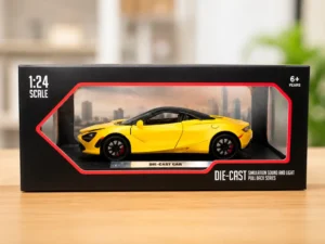 1:24 Scale Big McLaren 720s Convertible Toy Car Metal Pull Back Diecast Car with Openable Door and Sound Light | Model Car for Kids (Yellow)