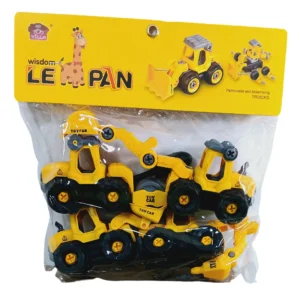 DIY JCB Construction Toy Vehicle 4 Pcs, Removable & Assembling Trucks