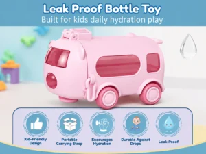 Bus Shape Water Bottle | Cute & Creative School Water Bottle for Kids | Leak-Proof, Durable Plastic, Easy-to-Carry