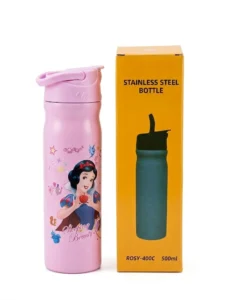 Stainless Steel Water Bottle Pink 500 ml, Flip-Up Lid with Lock, Leakproof, Stainless Steel Body