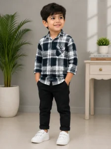 Boys Full Sleeve Checkered Casual Shirt,