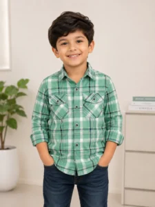 U.S. Polo ASSN. Kids Check Shirt for Boys – Spread Collar Pattern, Full Button , Full Sleeve Boys Shirt