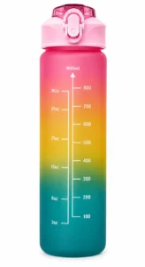 Motivational Water Bottle Set, Gradient Design, Time Markers, Bilingual Text